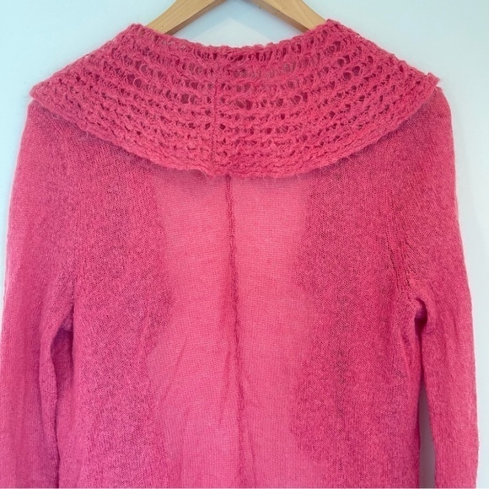 Vintage Y2K Moda International Mohair Blend Long Duster Ruffled Cardigan, Size M - Picture 7 of 10